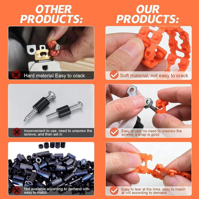 Upitry Outlet Spacers for Electrical Receptacle Box: Plastic Shim Spacers - Ideal for Electric Wall Switch - Receptacle Extenders Stackable Spacer for Sockets Plugs Washer Screws (150 Pack + 10 Screws) - Image 5